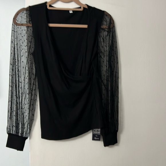 BNWT black shirt with sheer sleeves - Picture 1 of 4